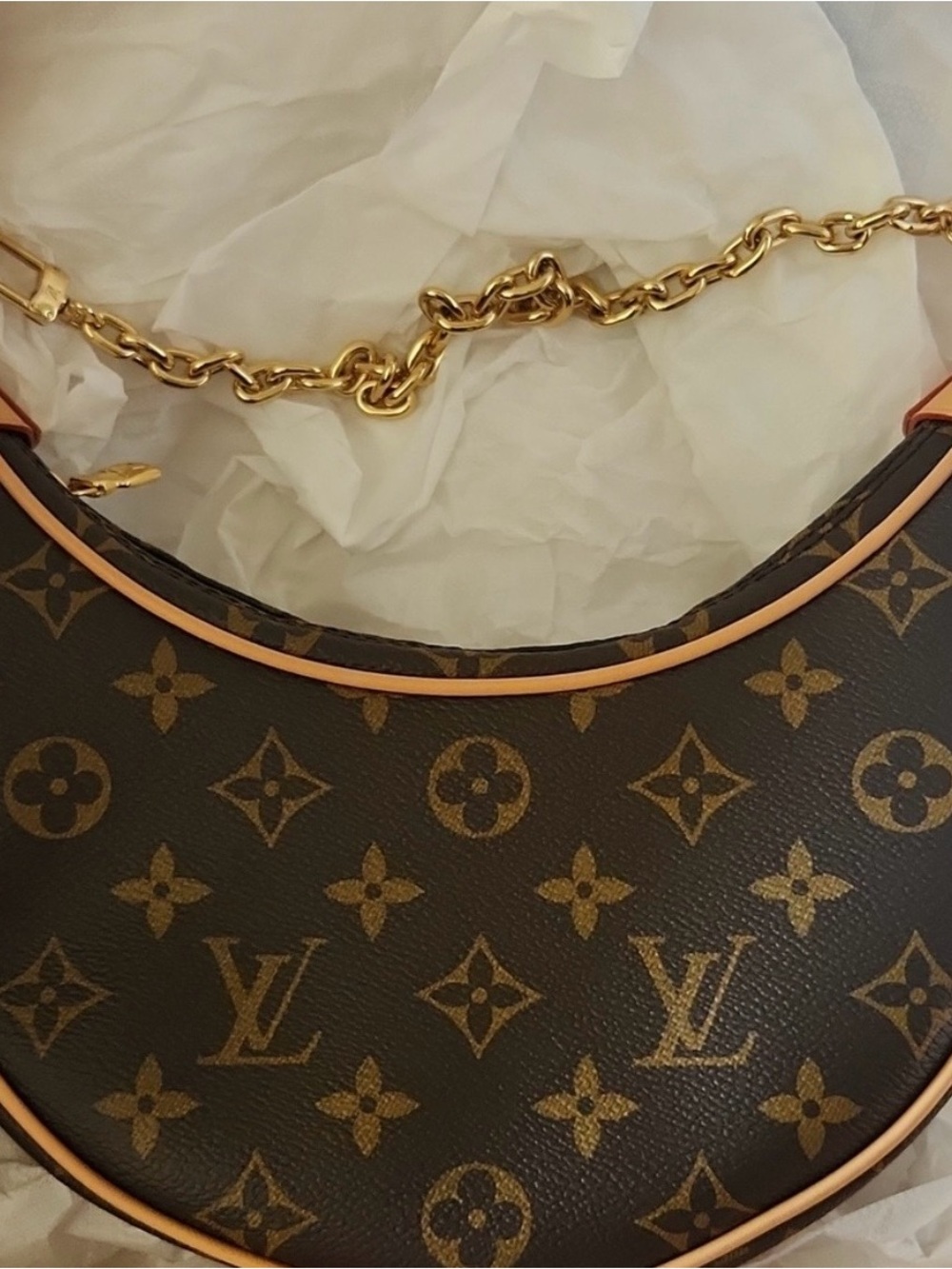 Louis Vuitton Monogram Crescent Shoulder Bag with Gold Chain - Picture 3 of 10